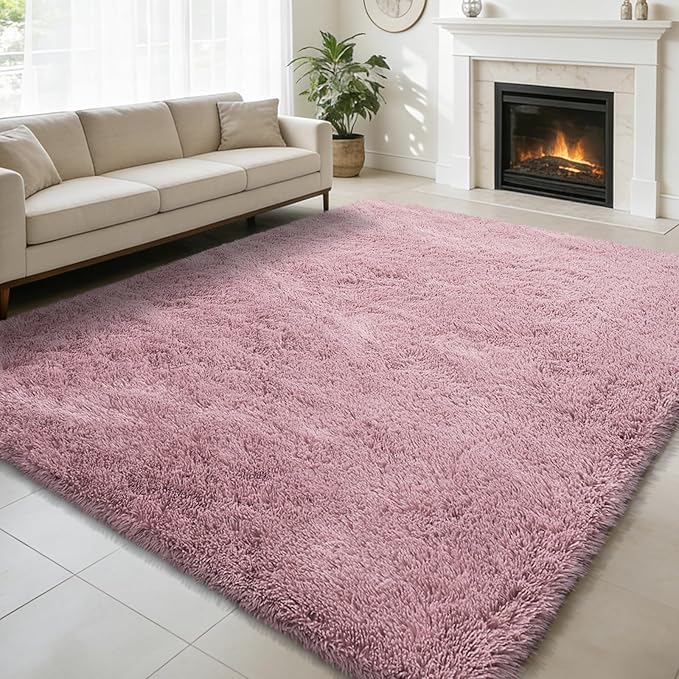 6x9 Fluffy Area Rug for Living Room, Shag Area Rugs for Bedroom, Blush Soft by yulidayang