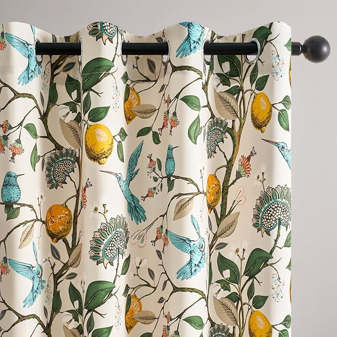 Topfinel Floral Curtains 90 Inches Long 2 Panels Unique Natural Beige Luxury - Image 9