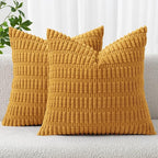 MIULEE Pack of 2 Corduroy Decorative Throw Pillow Covers 16x16 Inch Soft Boho by MIULEE