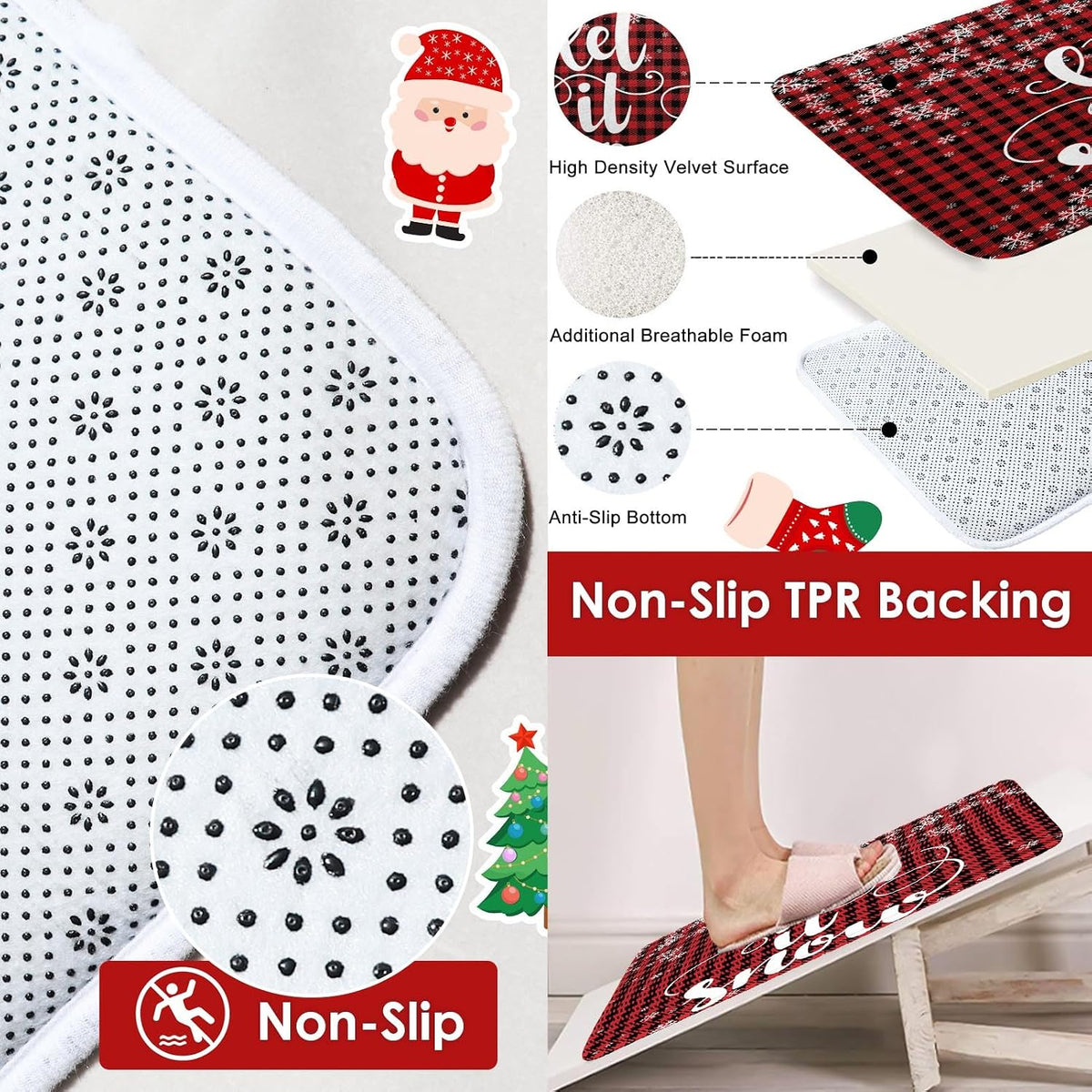 ArtSocket Christmas Bathroom Sets with Shower Curtain and Rugs, Buffalo