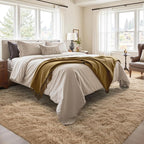 5x7 Ft Shag Beige Rugs for Bedroom Living Room, Ultra Soft Fluffy Furry Area - Image 3