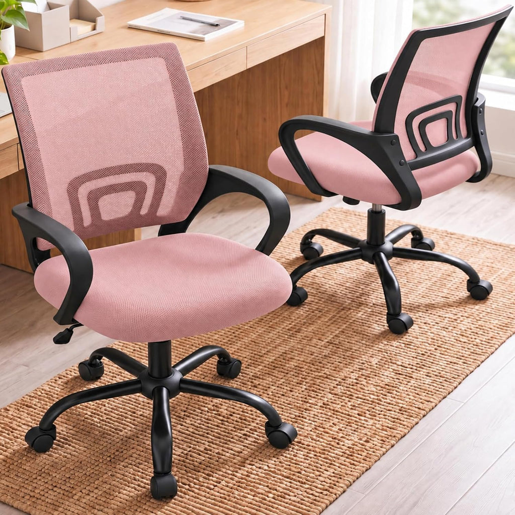 DUMOS Ergonomic Office Chair, Mid-Back Comfy Executive Desk Chair Set of 2