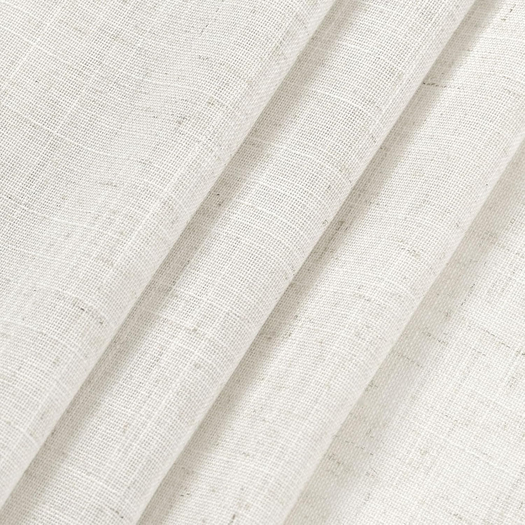 Nanspring Beige White Linen Curtains 84 Inch Length 2 Panels Set for Living Room Rod Pocket Back Tab Light Filtering Window Drapes for Bedroom Dining Room Protect Privacy Home Decor