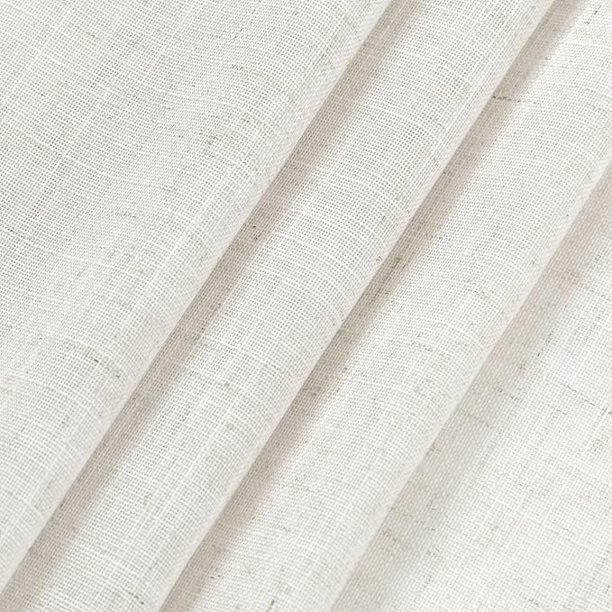 Nanspring Beige White Linen Curtains 84 Inch Length 2 Panels Set - Image 7