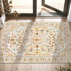 SERISSA Boho Rugs for Entryway, 2x3 Light Yellow Entryway Rug Non-Slip Washable by SERISSAHomeDecorCollection