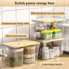 4 Set Stackable Storage Plastic Container with Removable Bamboo Cover