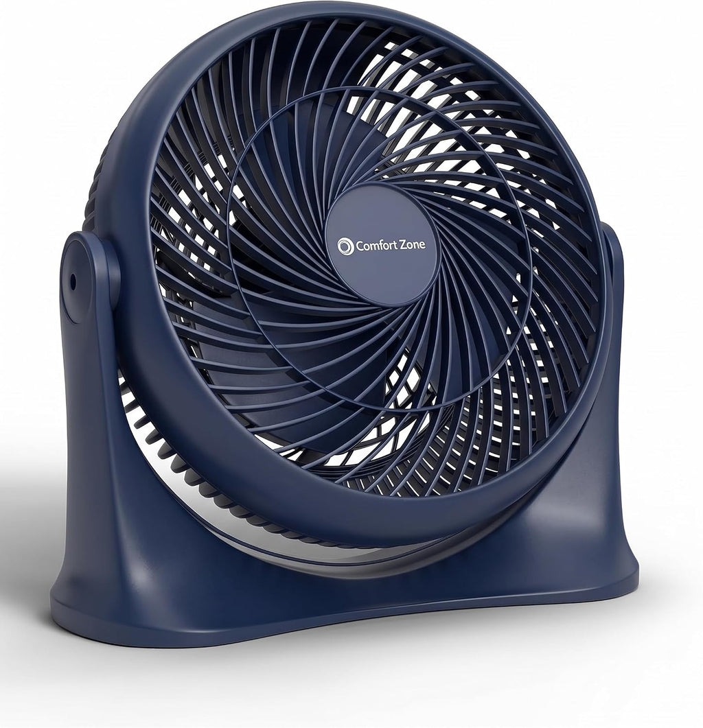 COMFORT ZONE 11" 3-Speed Tabletop Air Circulator Fan with Tilt, Navy