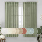LAMIT Sage Green Linen Curtains 63 Inch by LAMIT