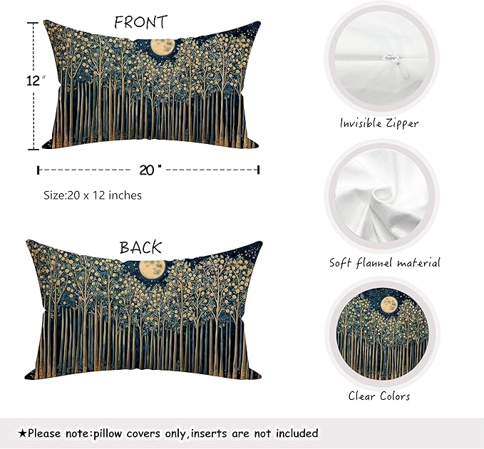 Rustic William Morris Inspired Night Forest Green Moon Decor Pillow Covers - Image 2