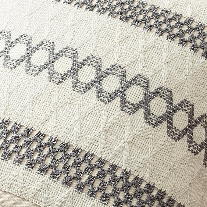 MIULEE Set of 2 Gray Boho Decorative Lumbar Pillow Covers 12x20 Inch Farmhouse - Image 4