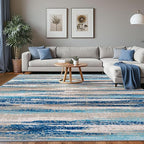 Lansny Modern Abstract 8x10 Large Machine Washable Living Room Rug Non-Slip by lansny