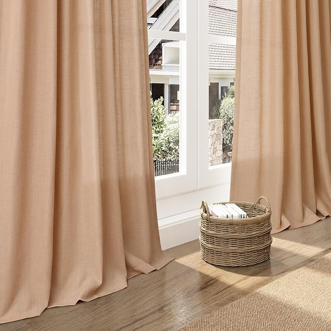 Nanspring Camel Linen Curtains 80 Inches Long - Image 6