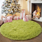 4'x4' Grass Green Round Rug for Bedroom, Ultra Soft Fluffy Circle Rug for Kids - Image 7