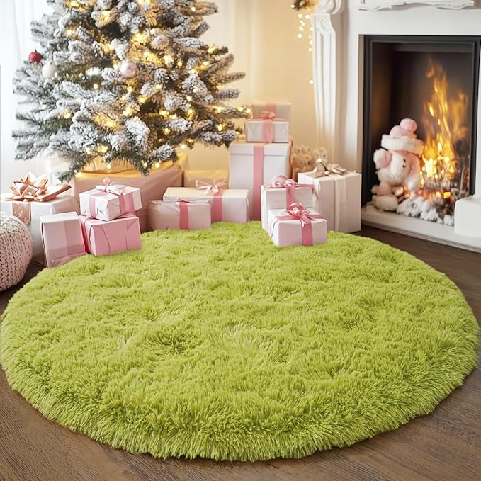 4'x4' Grass Green Round Rug for Bedroom, Ultra Soft Fluffy Circle Rug for Kids - Image 7
