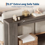 TrailBlaze 70.9 Inch Narrow Console Table, Farmhouse Wooden Long Sofa Table for Behind Couch with Lower Storage Shelf, Entryway Hallway Furniture for Living Room, Foyer, Entrance - Grey