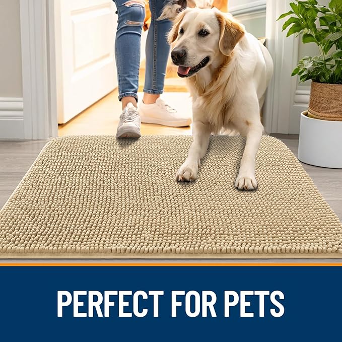 OLANLY Dog Door Mat for Muddy Paws 34x21, Absorbs Moisture and Dirt, Absorbent - Image 6