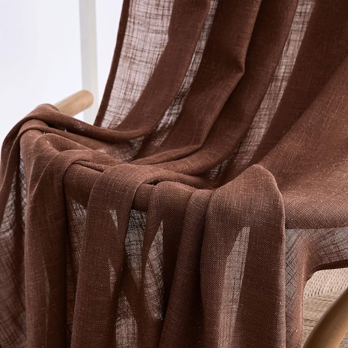 MIULEE Chocolate Brown Linen Curtains 108 Inches Long - Image 6