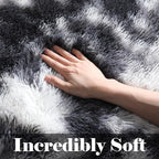 ONASAR Runner Rugs for Bedroom Living Room, Fluffy Black and White 2x6 Bedside - Image 3