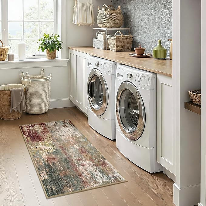 Washable Area Rugs 2'x4' Non-Slip Modern Abstract Soft - Image 9
