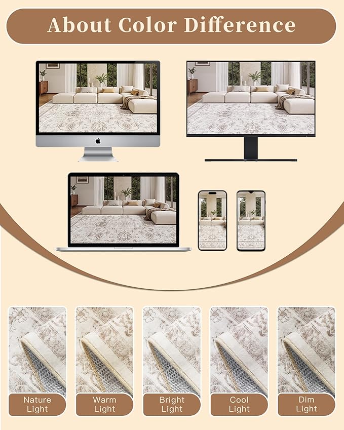 Madane 8x10 Area Rugs for Living Room, Machine Washable Vintage Rug - Image 8