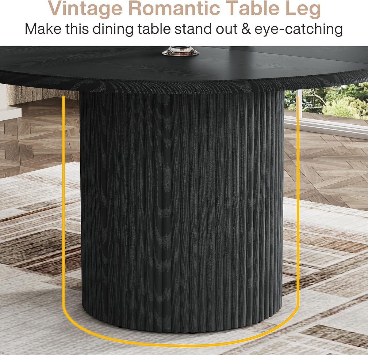 Tribesigns 47" Round Dining Table for 4, Farmhouse Kitchen Table with Metal Base, Modern Small Dinner Table for Dining Room,Kitchen (Chairs Not Included)