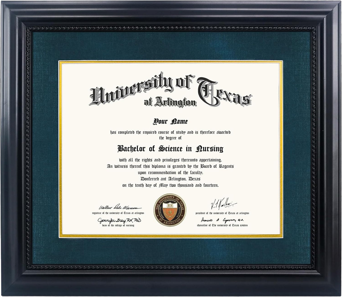 GMFrames 8.5x11 Diploma Degree Frame with Mat or Display 11x14 Certificates without Mat,Solid Wood,Black Finish with Intricate Black Rope Detail,UV Protection Acrylic