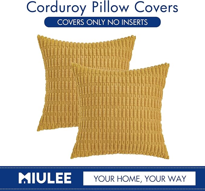 MIULEE Pack of 2 Corduroy Decorative Throw Pillow Covers 18x18 Inch Soft Boho - Image 6