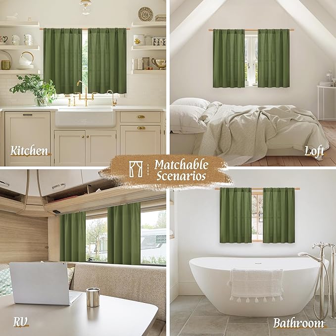 LAMIT Faux Linen Curtains 63 inches Long - Image 6
