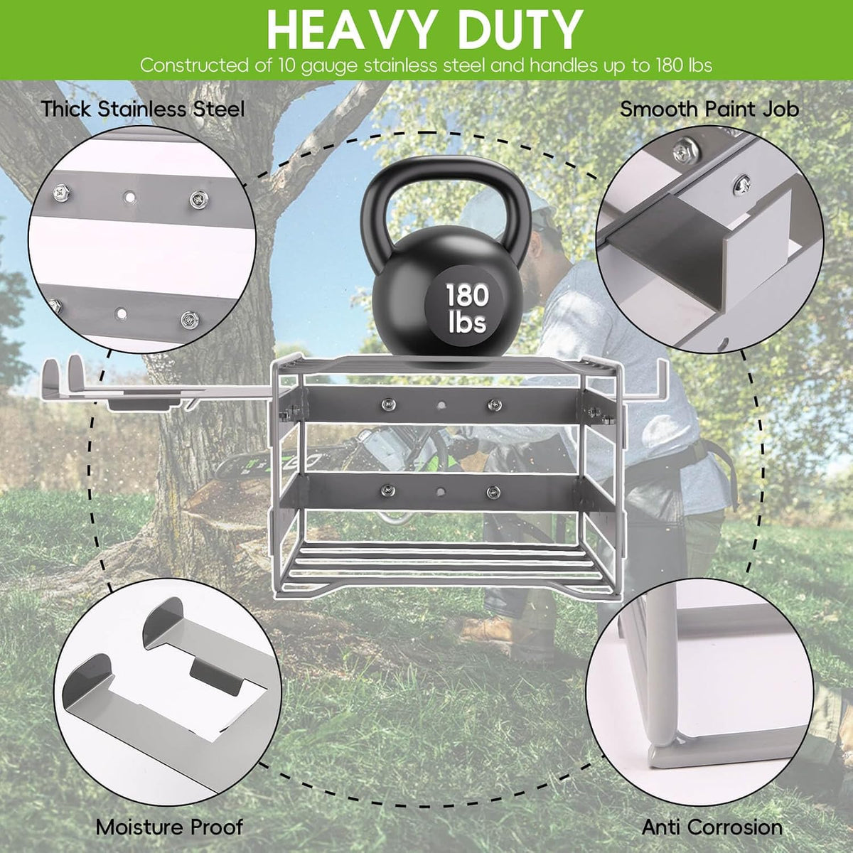 Power Tool Organizer Wall Mount - Heavy Duty Weed Eater Hanger for Garage Organization, Cuboid Garage Storage Rack for EGO Leaf Blower, Trimmer, Chainsaw, Edger, Battery, Charger, 180lbs Load Capacity