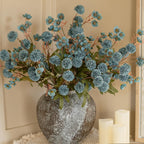 8 Pcs Fake Mums Kiku Flowers Artificial with Wild Flowers Bulk, Blue Silk Flower Arrangements Decor Floral Centerpieces For Tables Artificial Fall Flowers for Vase DIY Bouquet Coffee Dining Home
