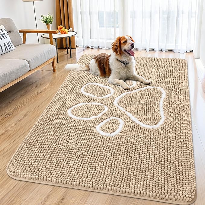 Smiry Dog Door Mat for Muddy Paws, Absorbent Dirt Trapper Non Slip Quick Dry by Smiry