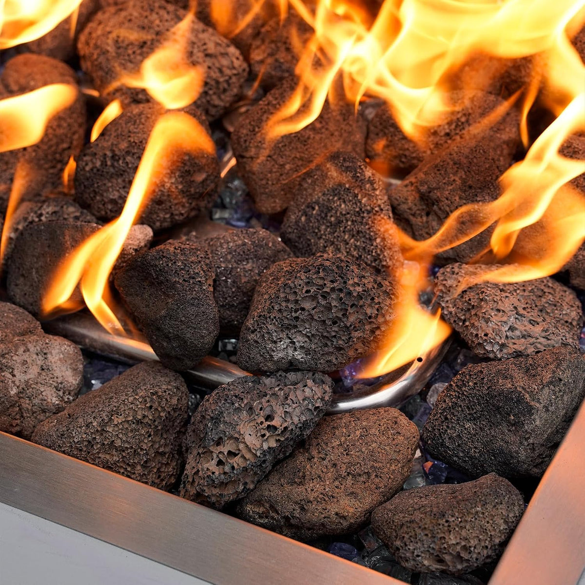 Onlyfire 10Lbs Large Black Lava Rock for Fire Pit/Fireplace/Landscaping