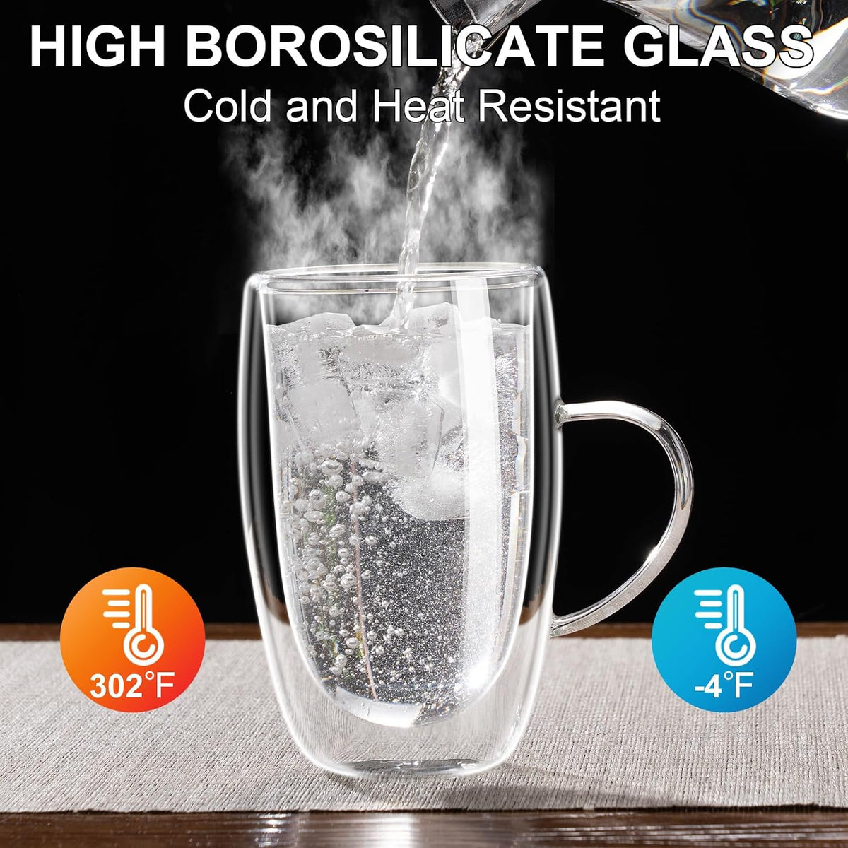 Baalaka Tea Infuser Mug, 16 fl oz Double-Wall Glass for Loose Leaf Tea