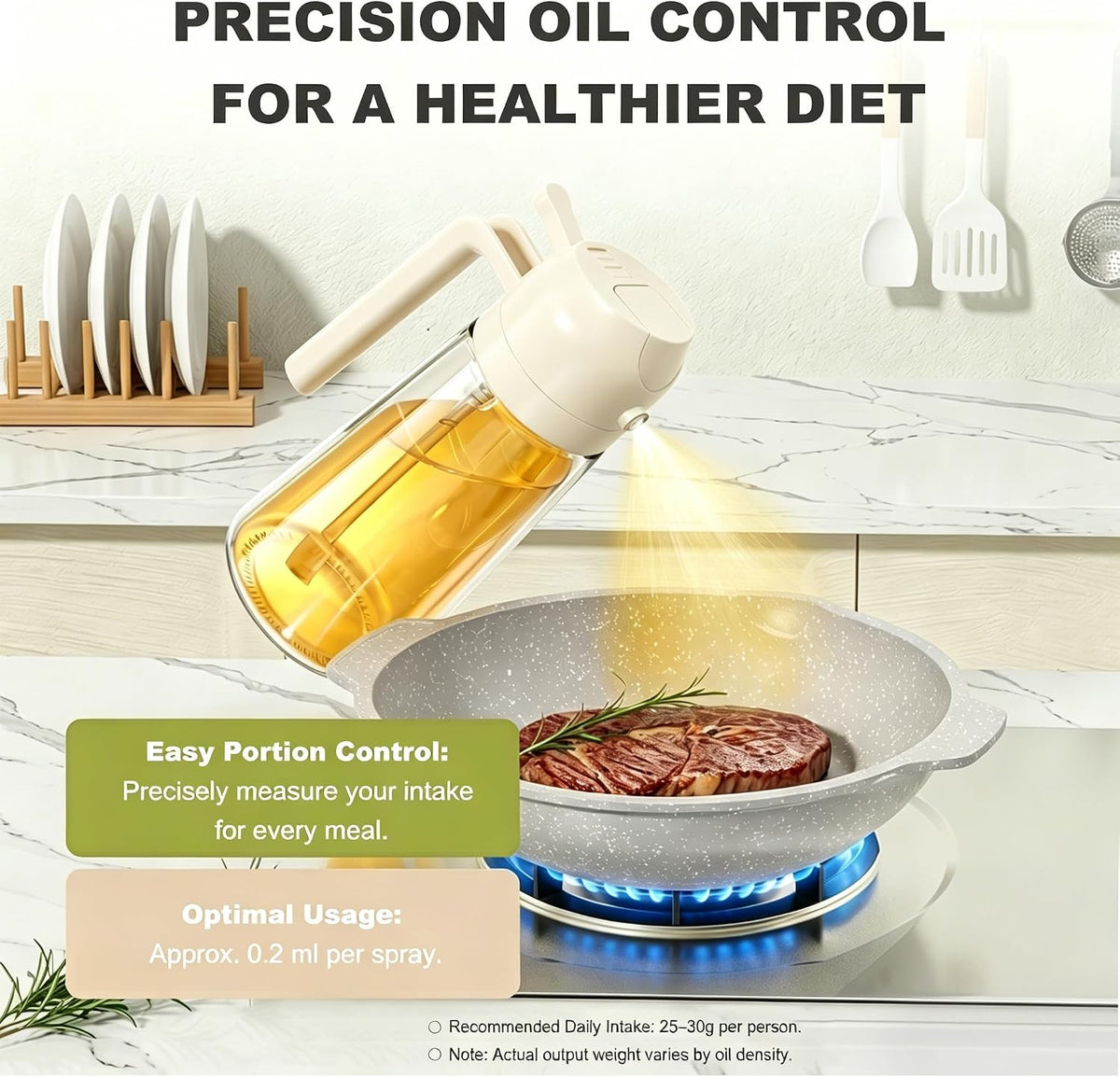 Pure Future 2-in-1 Olive Oil Sprayer for Cooking, Dispenser Bottle (White)