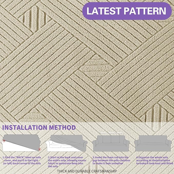 ZNSAYOTX Super Stretch Couch Cover, New Striped Sofa Covers Fitted Slipcovers - Image 5