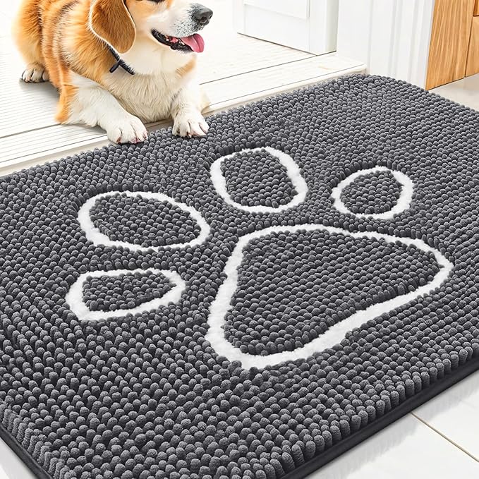 Smiry Dog Door Mat for Muddy Paws, Absorbent Dirt Trapper Non Slip Quick Dry by Smiry