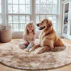 ONASAR Tie-Dye Beige Round Area Rug 4ft, Soft Bedroom Circle Rugs Floor Mats - Image 7