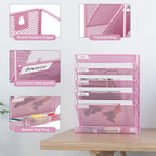 EasyPAG 5 Tier Wall File Holder, Mesh Hanging Folder Organizer with Classify Label, Versatile Desk File Holder, Vertical Wall Mounted Mail Organizer for Office Home Cubicle, Pink