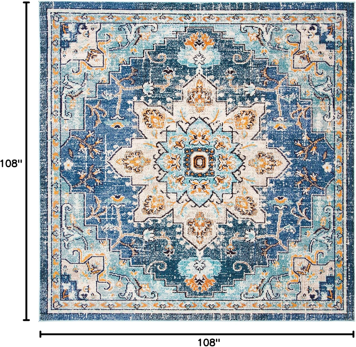 SAFAVIEH Madison Square Rug 9', Traditional Blue & Light Blue MAD473M