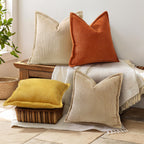 decorUhome Fall Corduroy Rust Throw Pillow Covers 18x18 Set of 2
