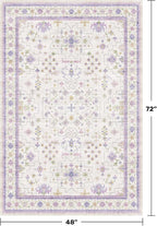 Hazo Haus Purple Rugs for Girls Bedroom, Non Slip Machine Washable 4x6 Floral - Image 2