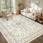 3x5 Area Rugs Living Room Rug: Washable Vintage Boho Rug No Slip Stain - Image 2