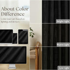 TWODRAPES Black Pinch Pleated Linen Semi Sheer 84 Inch Curtains 2 Panels