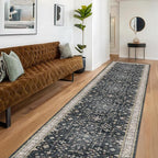 Hazo Haus Black Boho Washable 3x12 Extra Long Runner Rug by HazoHaus