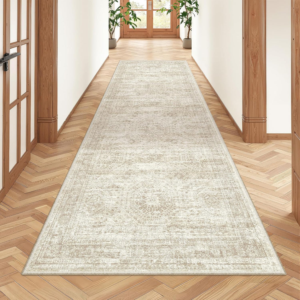 2'6 x 8' Runner Rug Non Slip,Washable Kitchen Rugs,Beige