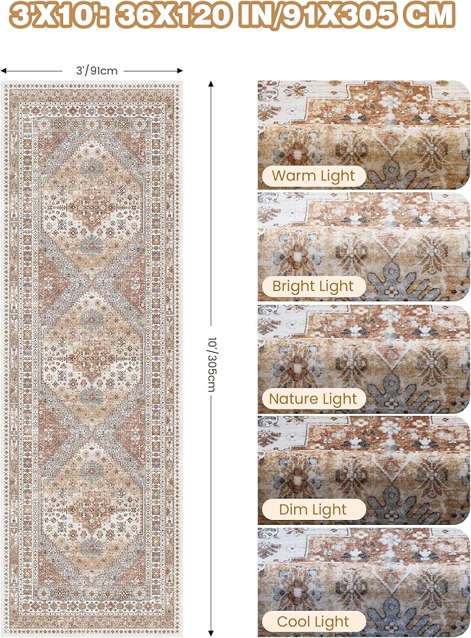 3x10 Runner Rug Non Slip Washable - Image 2