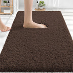 OLANLY Microfiber Bathroom Rugs 30x20, Ultra Soft Absorbent Bath Mat, Brown