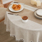 ZeeMart Contrast Linen Round Table Cloth 52 Inch Mid-Stripe Brown