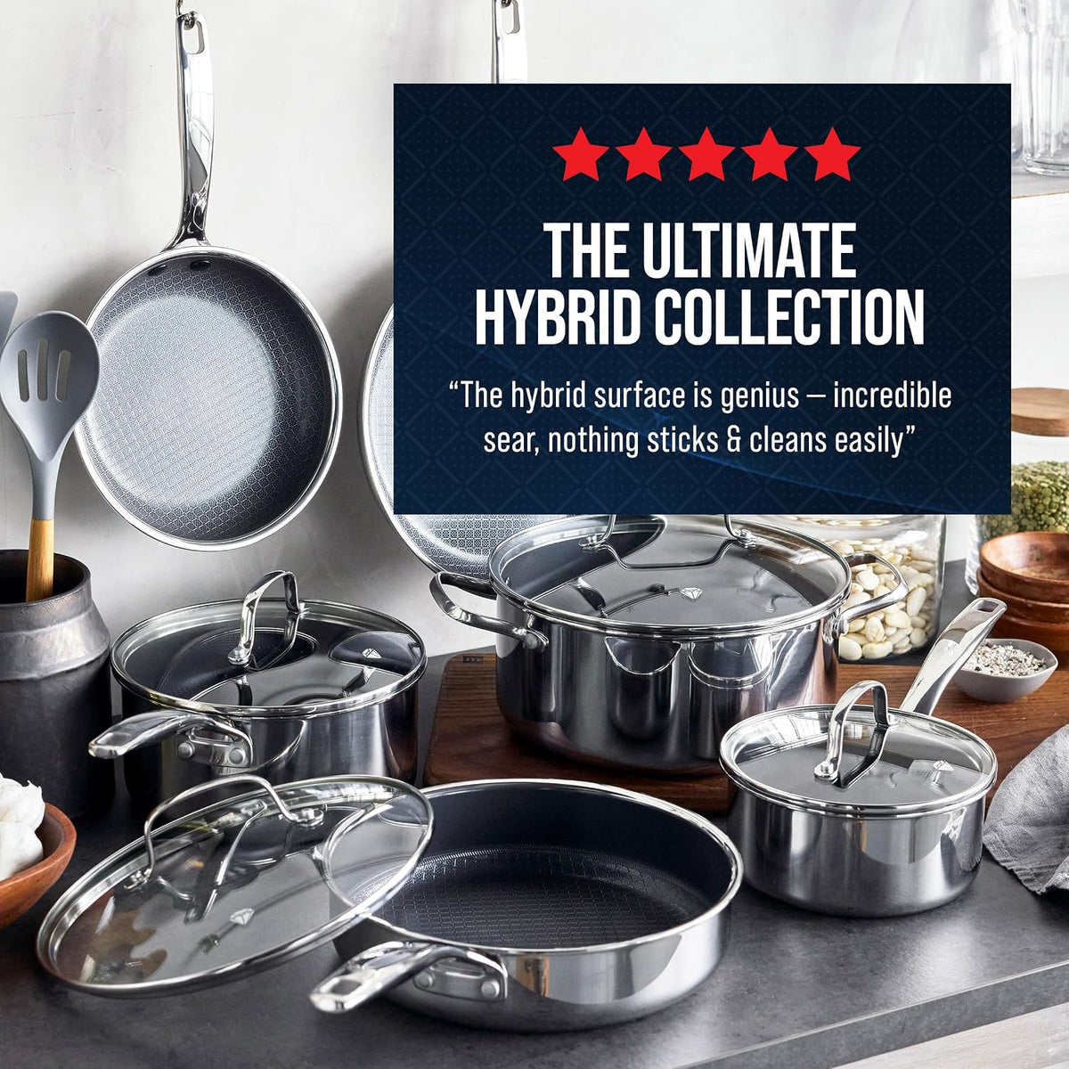 Blue Diamond Hybrid 2 Piece (8"&10") Stainless Steel Nonstick Fry Pan Set