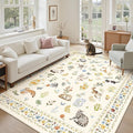 Cat 5x7 Area Rugs for Living Room, Machine Washable Animal Floral Vintage Rug by Soalmost
